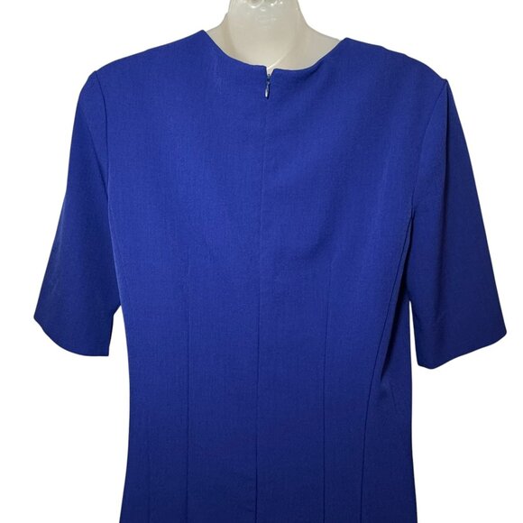 M.M. LaFleur Emily Blue Stretch Knee Length Square Neck Sheath Dress Size 10 - Picture 10 of 12